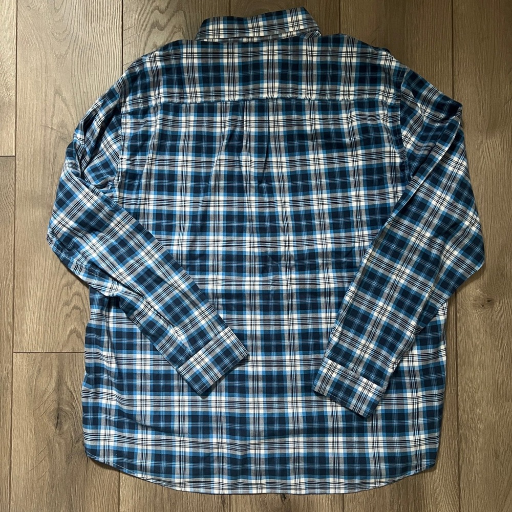 LL Bean Mens XL Traditional Fit Plaid Button Down Shirt Blue White 500508